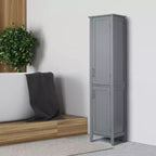 Meuble Colonne de Rangement Linge de Maison en Bois Style Mid-Century Moderne Gris - Elegant Home Fashions