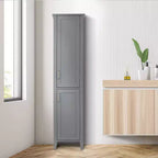 Meuble Colonne de Rangement Linge de Maison en Bois Style Mid-Century Moderne Gris - Elegant Home Fashions