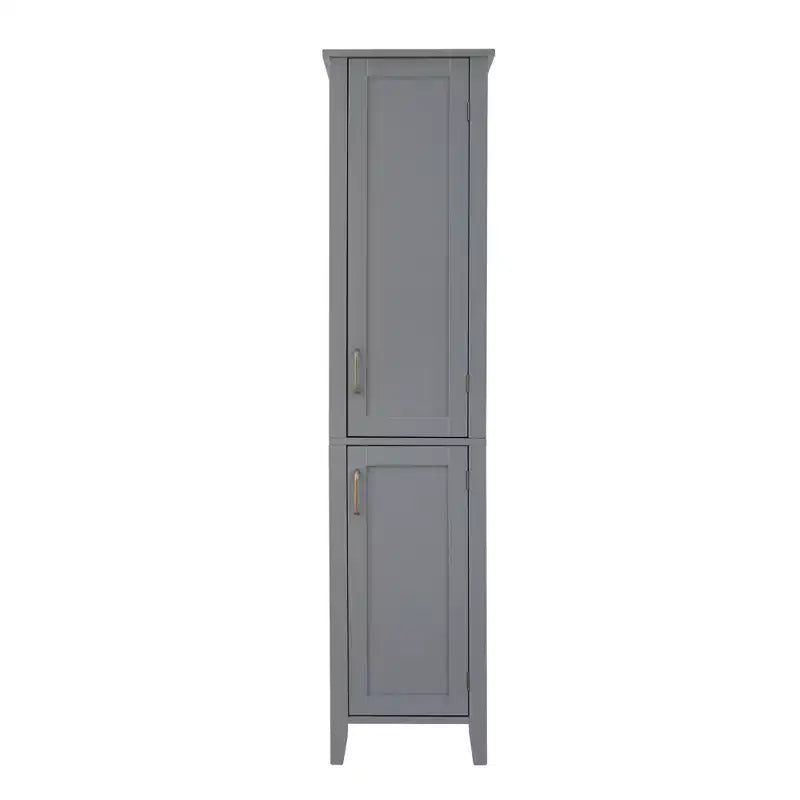 Meuble Colonne de Rangement Linge de Maison en Bois Style Mid-Century Moderne Gris - Elegant Home Fashions
