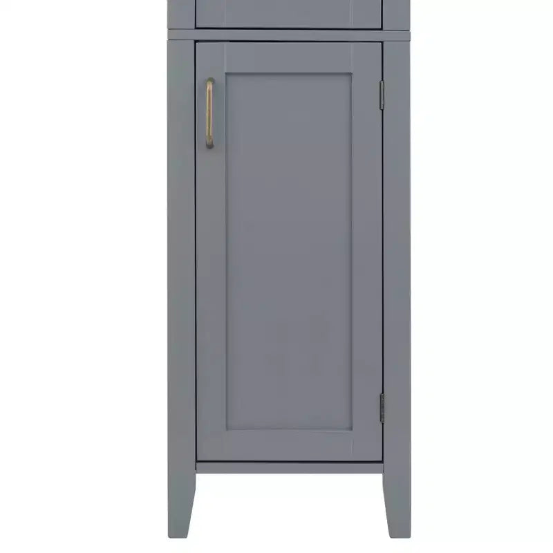 Meuble Colonne de Rangement Linge de Maison en Bois Style Mid-Century Moderne Gris - Elegant Home Fashions