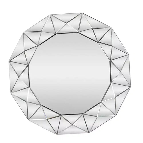 Olivia & May Glam Wood Starburst Wall Mirror Silver: Large Round, No Assembly, MDF Frame