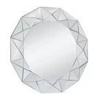 Miroir Mural Starburst & May Glam Wood Argent : Grand Rond, Aucun Assemblage, Cadre en MDF