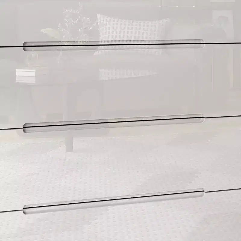 Commode à 5 tiroirs laquée brillante avec poignée dissimulée et éclairage sous-jacent