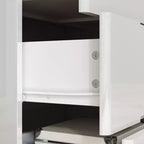 Commode à 5 tiroirs laquée brillante avec poignée dissimulée et éclairage sous-jacent