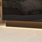 Commode à 5 tiroirs laquée brillante avec poignée dissimulée et éclairage sous-jacent