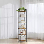 Étagère étroite à 6 niveaux, Bibliothèque fine avec cadre en acier pour salon, bureau à domicile, étude - Style industriel, 30 x 40 x 187,5 cm