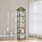 Étagère étroite à 6 niveaux, Bibliothèque fine avec cadre en acier pour salon, bureau à domicile, étude - Style industriel, 30 x 40 x 187,5 cm