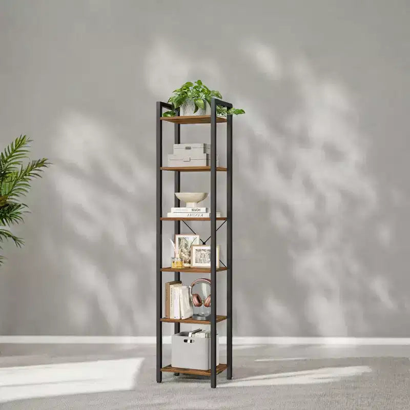 Étagère étroite à 6 niveaux, Bibliothèque fine avec cadre en acier pour salon, bureau à domicile, étude - Style industriel, 30 x 40 x 187,5 cm