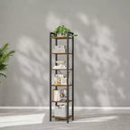 Étagère étroite à 6 niveaux, Bibliothèque fine avec cadre en acier pour salon, bureau à domicile, étude - Style industriel, 30 x 40 x 187,5 cm