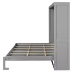 Lit escamotable Queen Size avec lumières LED, blanc/gris-ModernLuxe