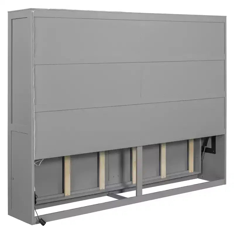 Lit escamotable Queen Size avec lumières LED, blanc/gris-ModernLuxe