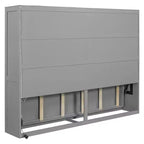 Lit escamotable Queen Size avec lumières LED, blanc/gris-ModernLuxe
