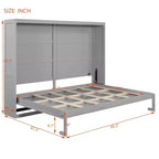 Lit escamotable Queen Size avec lumières LED, blanc/gris-ModernLuxe