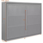 Lit escamotable Queen Size avec lumières LED, blanc/gris-ModernLuxe