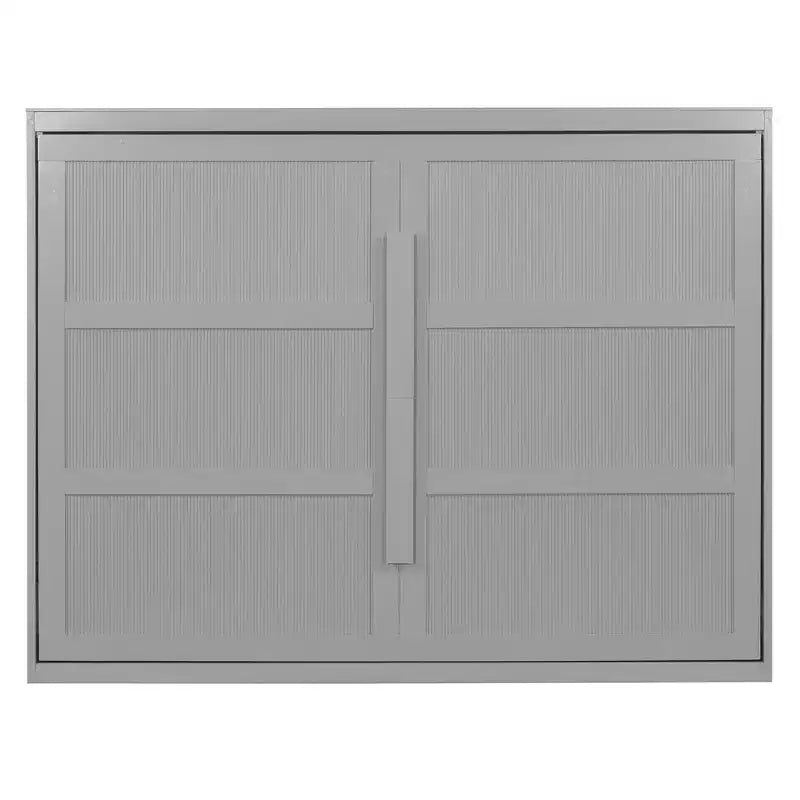 Lit escamotable Queen Size avec lumières LED, blanc/gris-ModernLuxe