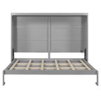 Lit escamotable Queen Size avec lumières LED, blanc/gris-ModernLuxe
