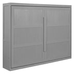 Lit escamotable Queen Size avec lumières LED, blanc/gris-ModernLuxe
