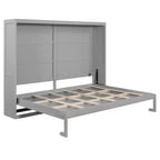Lit escamotable Queen Size avec lumières LED, blanc/gris-ModernLuxe