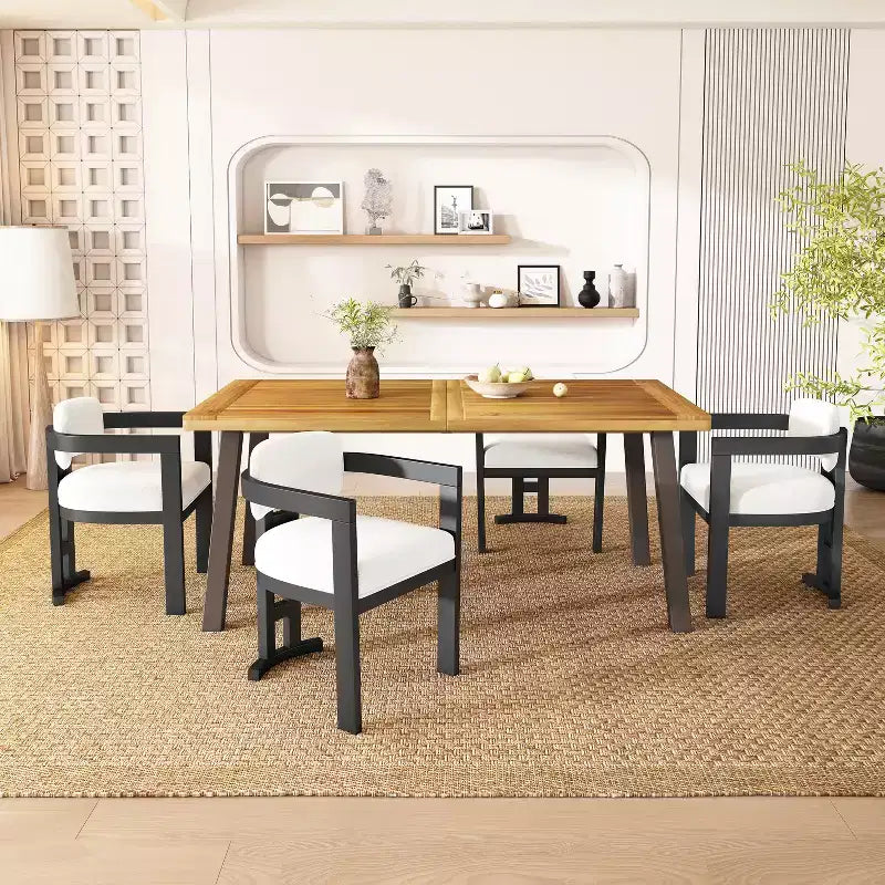 Chaise de salle à manger rembourrée Luna en bouleau moderne (ensemble de 4)