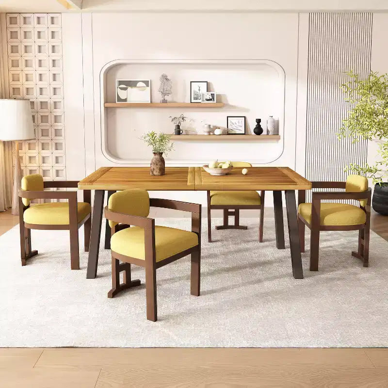 Chaise de salle à manger rembourrée Luna en bouleau moderne (ensemble de 4)