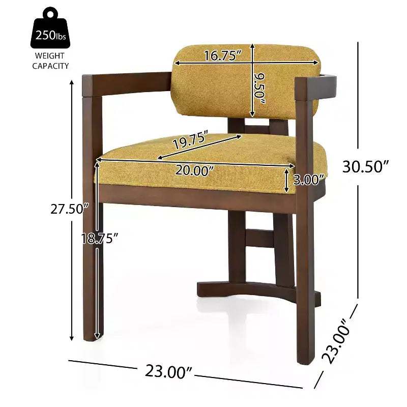 Chaise de salle à manger rembourrée Luna en bouleau moderne (ensemble de 4)