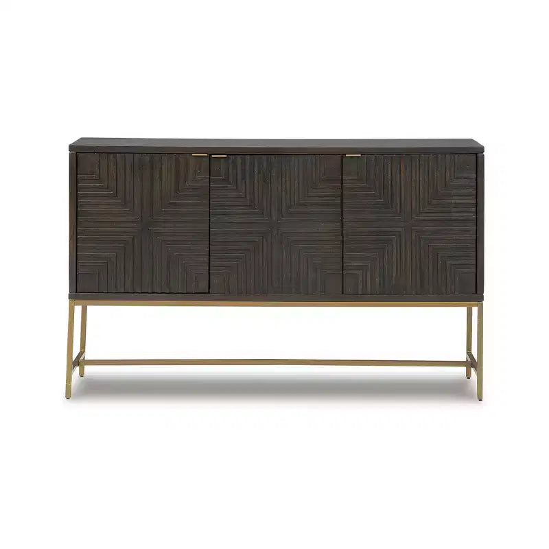 Meuble d'appoint contemporain Elinmore, finition marron et doré