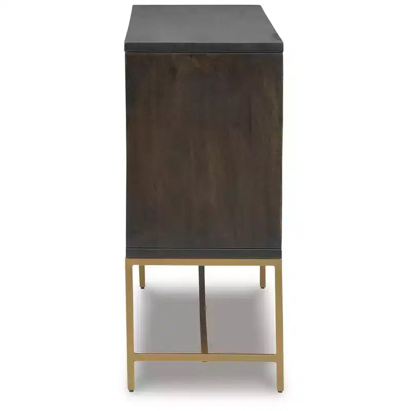 Meuble d'appoint contemporain Elinmore, finition marron et doré