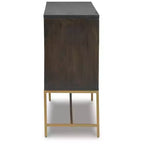 Meuble d'appoint contemporain Elinmore, finition marron et doré