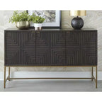 Meuble d'appoint contemporain Elinmore, finition marron et doré