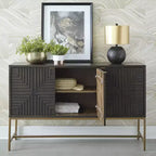Meuble d'appoint contemporain Elinmore, finition marron et doré