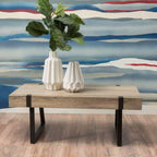 43W Industrial Coffee Table Cocktail Table Center Table with Thick Top, Canyon Grey-ModernLuxe