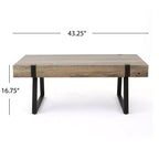 Table basse industrielle 43W avec plateau épais, Gris Canyon - ModernLuxe