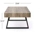 Table basse industrielle 43W avec plateau épais, Gris Canyon - ModernLuxe