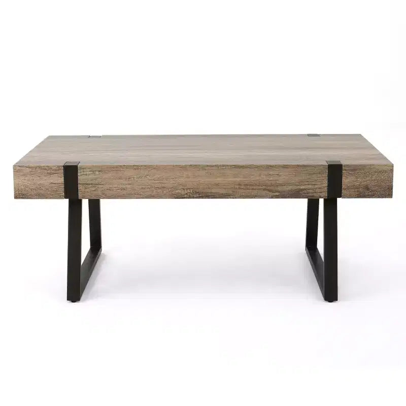 Table basse industrielle 43W avec plateau épais, Gris Canyon - ModernLuxe