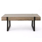 Table basse industrielle 43W avec plateau épais, Gris Canyon - ModernLuxe