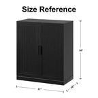 36x31x16 Meuble d'appoint en rotin et bois avec étagère réglable, meuble de rangement noir