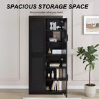 36x31x16 Meuble d'appoint en rotin et bois avec étagère réglable, meuble de rangement noir