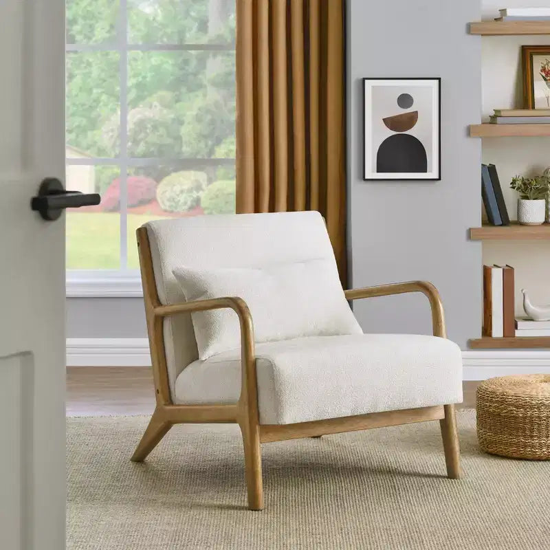 Fauteuil d'appoint Eterna de style moderne du milieu du siècle avec coussin lombaire amovible