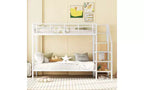 Lit superposé métallique double avec escalier de rangement latéral et armoire intégrée