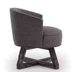 Chaise Glenn pivotante à 360° en lin avec piètement croisé en hévéa