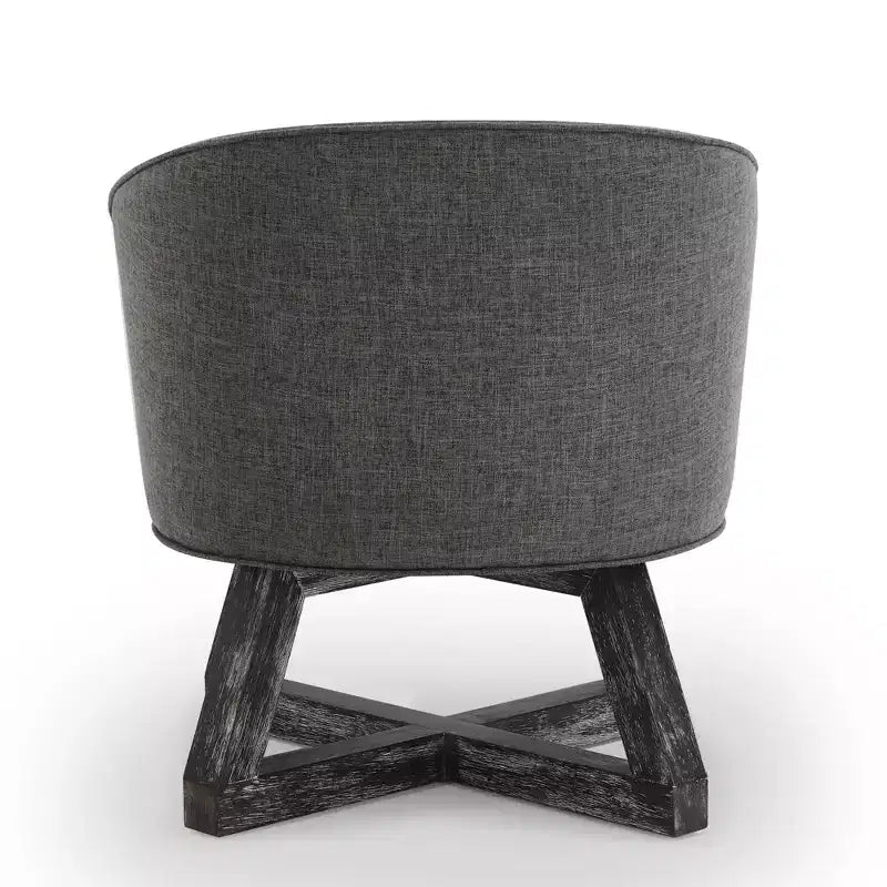 Chaise Glenn pivotante à 360° en lin avec piètement croisé en hévéa