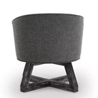 Chaise Glenn pivotante à 360° en lin avec piètement croisé en hévéa