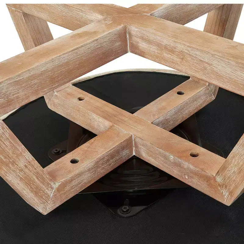 Chaise Glenn pivotante à 360° en lin avec piètement croisé en hévéa