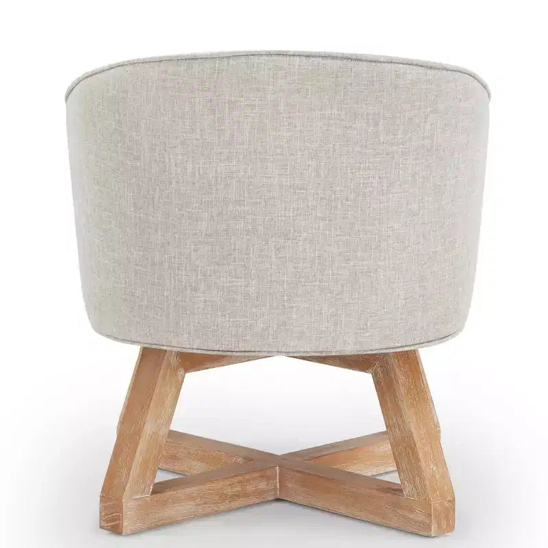 Chaise Glenn pivotante à 360° en lin avec piètement croisé en hévéa