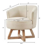 Chaise Glenn pivotante à 360° en lin avec piètement croisé en hévéa