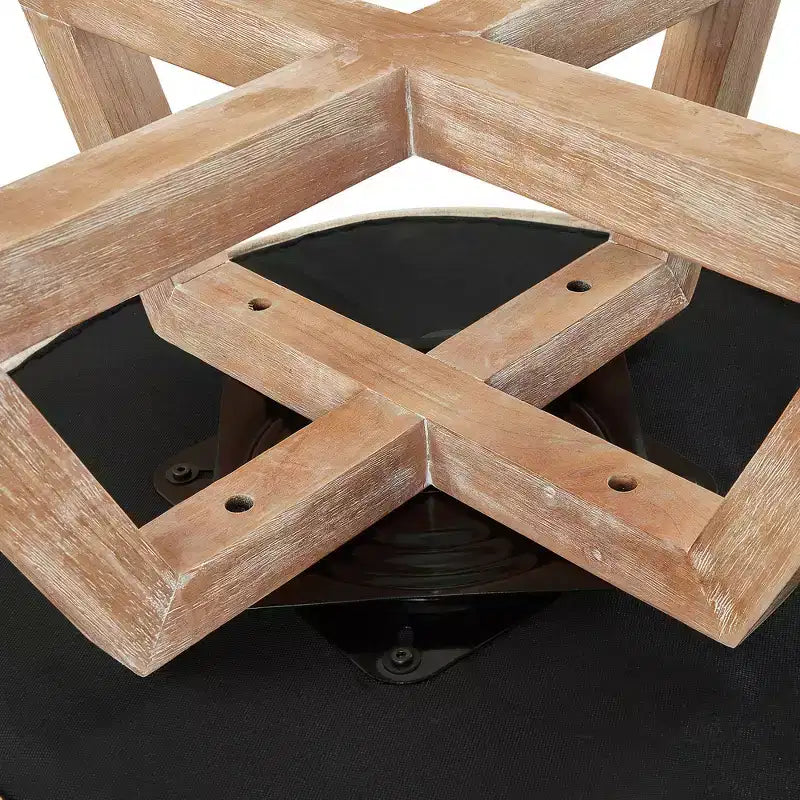 Chaise Glenn pivotante à 360° en lin avec piètement croisé en hévéa