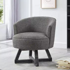 Chaise Glenn pivotante à 360° en lin avec piètement croisé en hévéa
