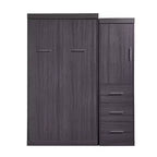Lit escamotable en bois avec armoire et tiroirs