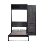 Lit escamotable en bois avec armoire et tiroirs