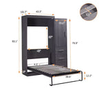 Lit escamotable en bois avec armoire et tiroirs